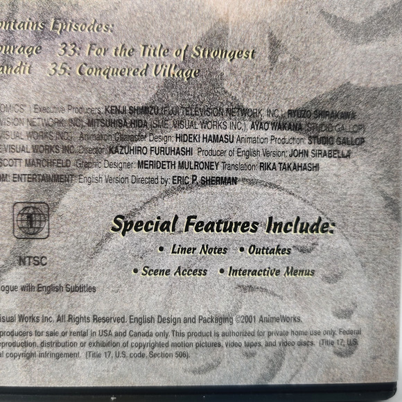 Rurouni Kenshin 3 Anime DVDs Rare Ice Blue Eyes Shadow Elite Battle in Moonlight - Picture 14 of 16